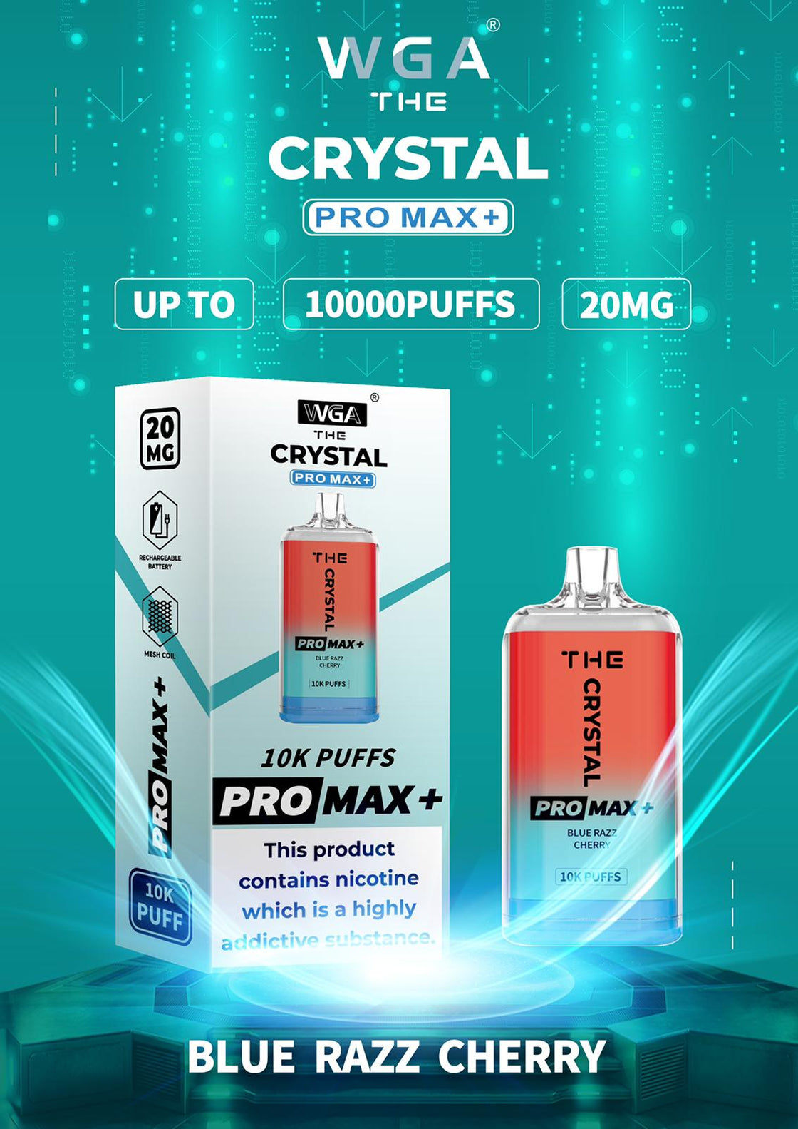 The Crystal Pro Max + 10000 Disposable Vape (Caja de 10)