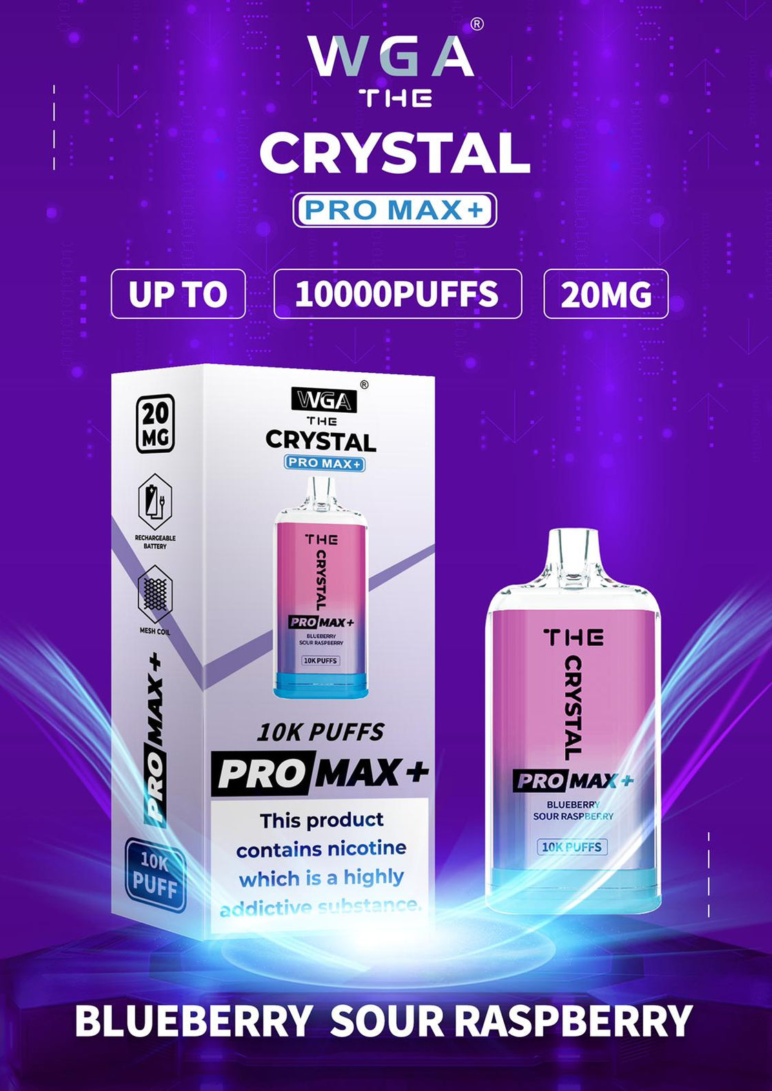 The Crystal Pro Max + 10000 Disposable Vape (Caja de 10)