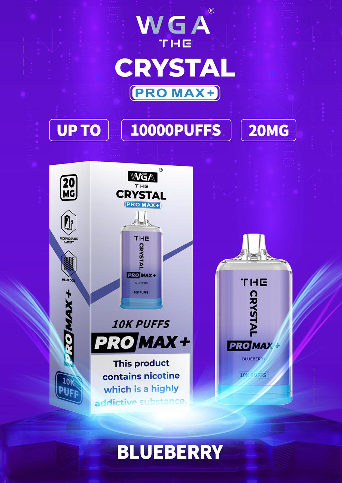 The Crystal Pro Max + 10000 Disposable Vape (Caja de 10)